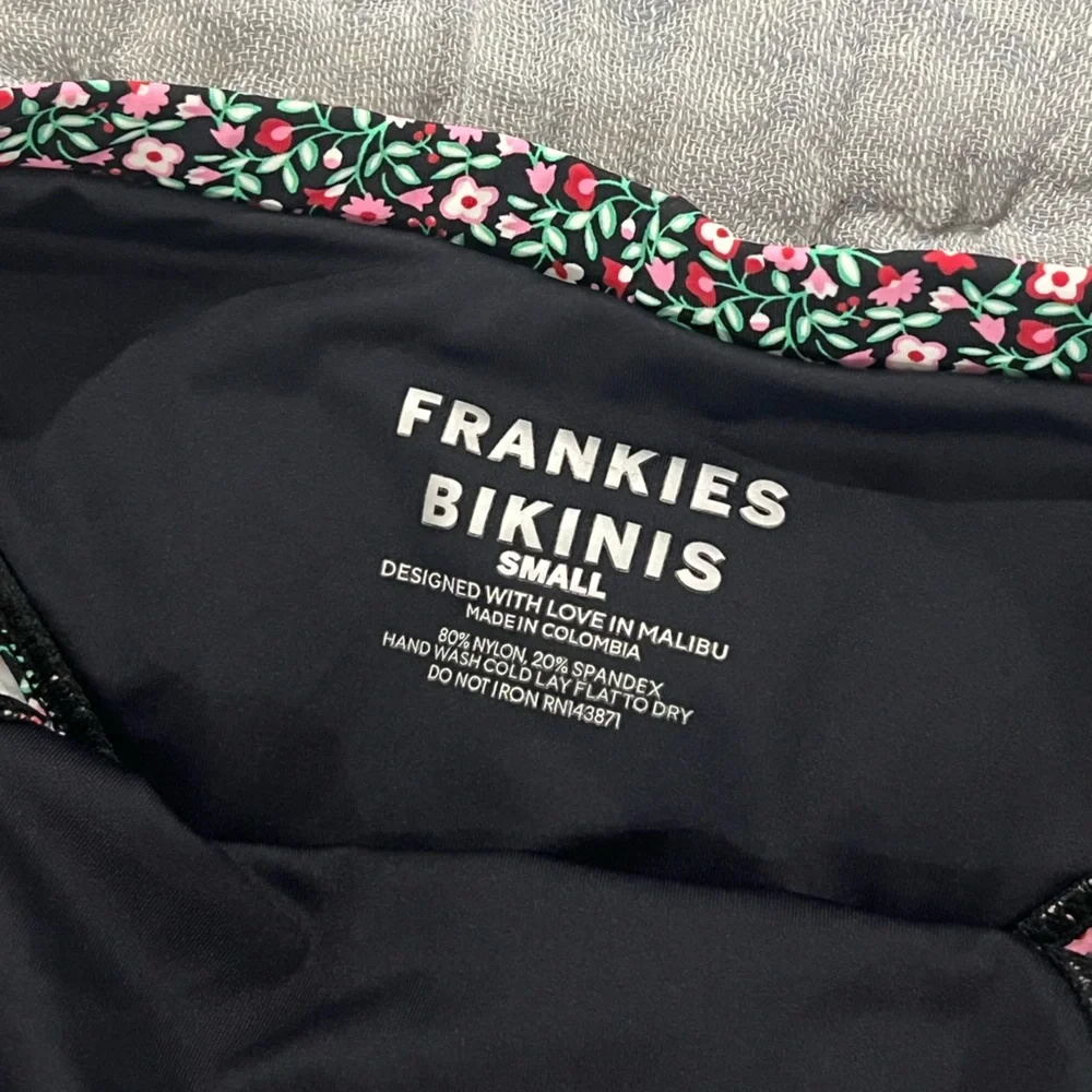 Frankie's Bikinis Floral Black Pink Green Bikini Set
